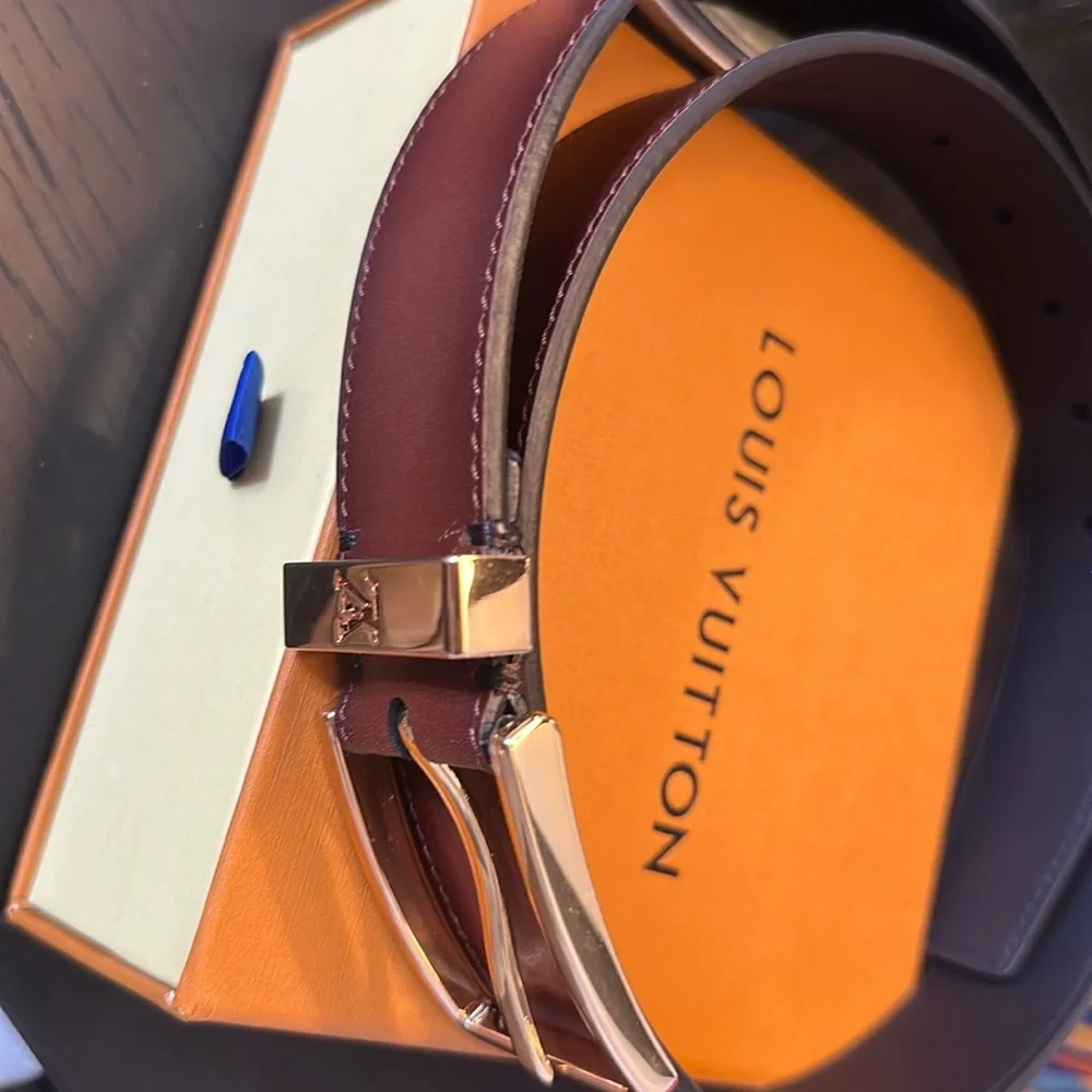 Louis Vuitton Pont Neuf 35mm Brown Calf Leather Belt M0092 Size 95/38